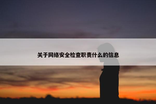 关于网络安全检查职责什么的信息