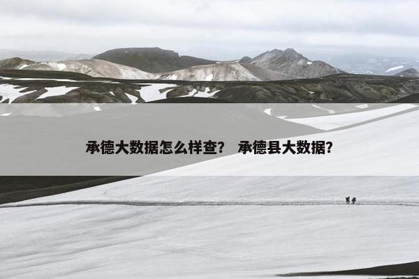 承德大数据怎么样查？ 承德县大数据？