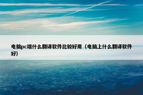 电脑pc端什么翻译软件比较好用（电脑上什么翻译软件好）