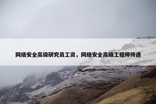 网络安全高级研究员工资，网络安全高级工程师待遇