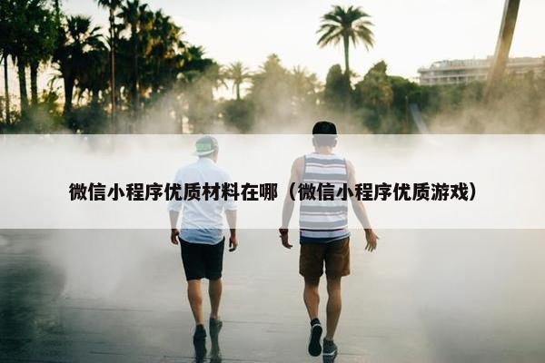 微信小程序优质材料在哪（微信小程序优质游戏）