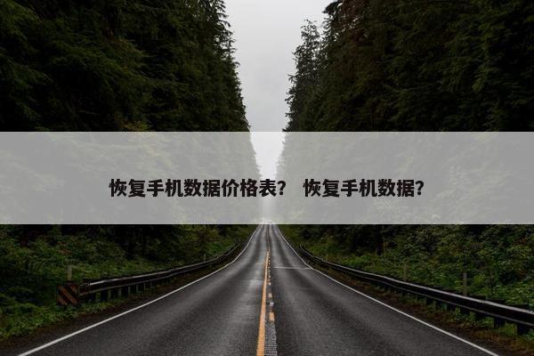 恢复手机数据价格表？ 恢复手机数据？