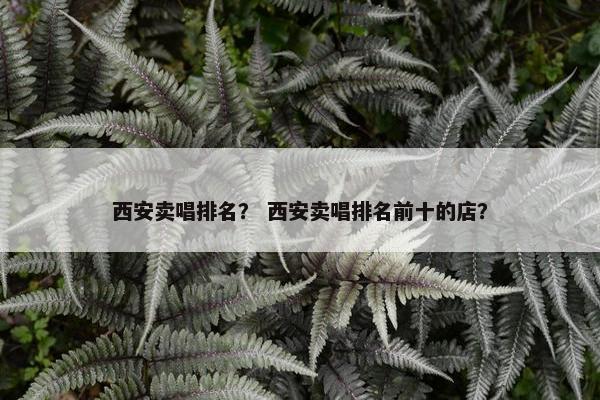 西安卖唱排名？ 西安卖唱排名前十的店？