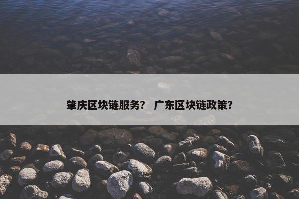 肇庆区块链服务？ 广东区块链政策？