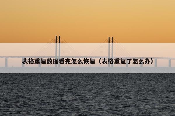 表格重复数据看完怎么恢复（表格重复了怎么办）