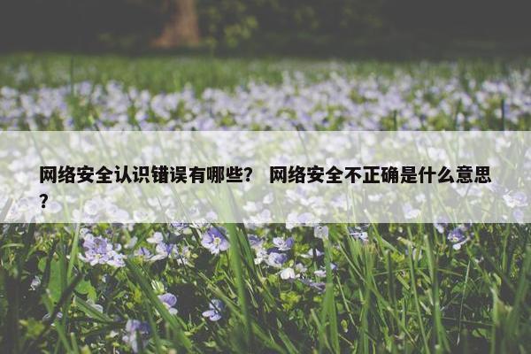 网络安全认识错误有哪些？ 网络安全不正确是什么意思？