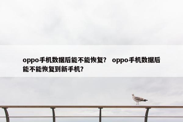 oppo手机数据后能不能恢复？ oppo手机数据后能不能恢复到新手机？