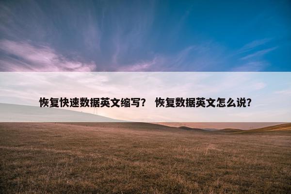 恢复快速数据英文缩写？ 恢复数据英文怎么说？