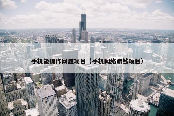 手机能操作网赚项目（手机网络赚钱项目）