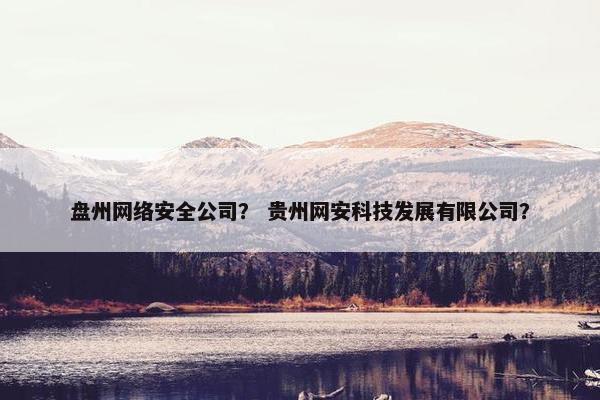 盘州网络安全公司？ 贵州网安科技发展有限公司？
