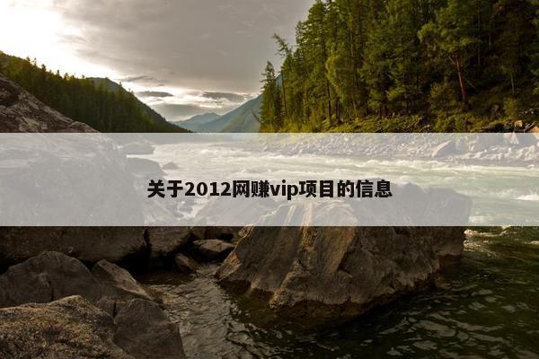 关于2012网赚vip项目的信息
