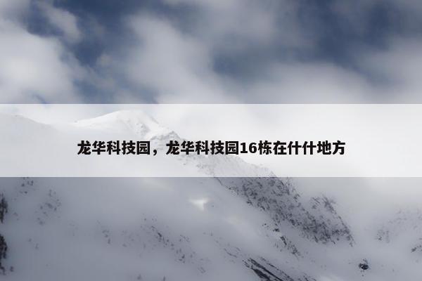 龙华科技园，龙华科技园16栋在什什地方