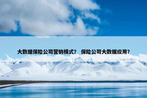 大数据保险公司营销模式？ 保险公司大数据应用？