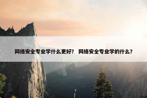 网络安全专业学什么更好？ 网络安全专业学的什么？