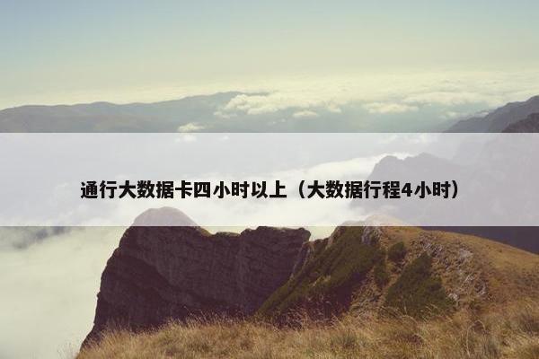 通行大数据卡四小时以上（大数据行程4小时）