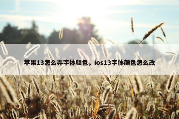 苹果13怎么弄字体颜色，ios13字体颜色怎么改