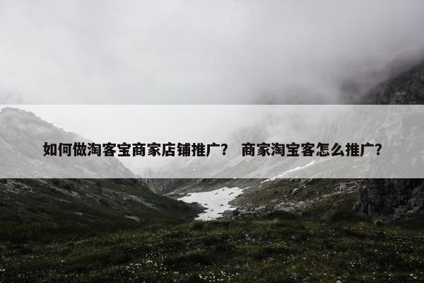 如何做淘客宝商家店铺推广？ 商家淘宝客怎么推广？