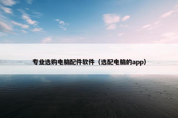 专业选购电脑配件软件（选配电脑的app）