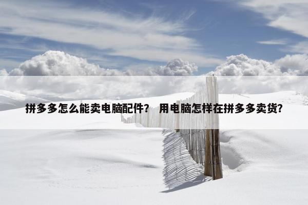 拼多多怎么能卖电脑配件？ 用电脑怎样在拼多多卖货？