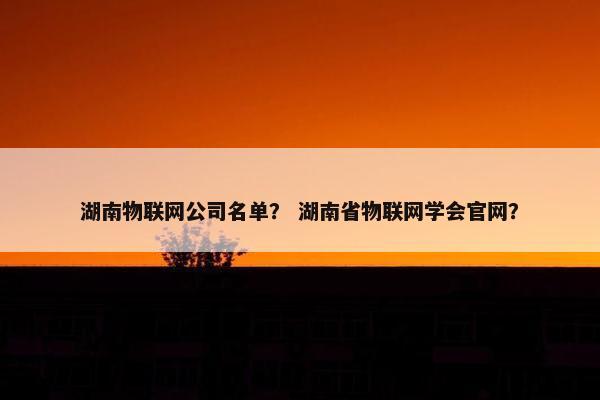 湖南物联网公司名单？ 湖南省物联网学会官网？