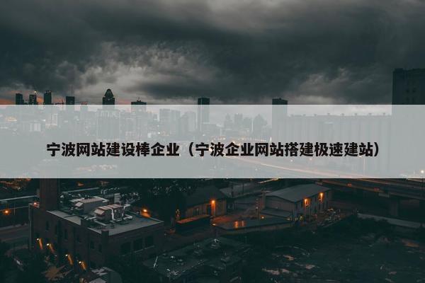 宁波网站建设棒企业（宁波企业网站搭建极速建站）