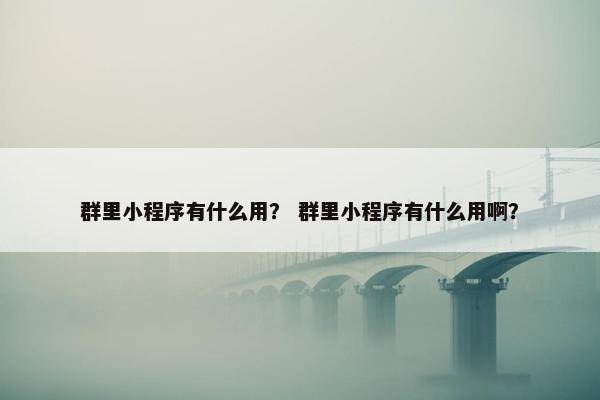 群里小程序有什么用？ 群里小程序有什么用啊？