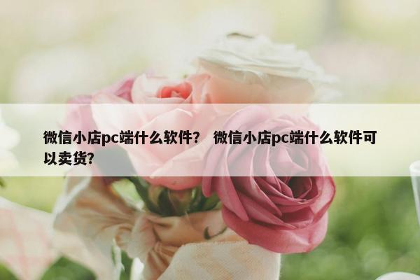 微信小店pc端什么软件？ 微信小店pc端什么软件可以卖货？