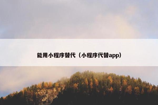 能用小程序替代（小程序代替app）