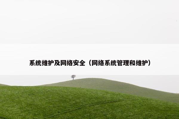 系统维护及网络安全（网络系统管理和维护）