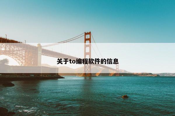 关于to编程软件的信息