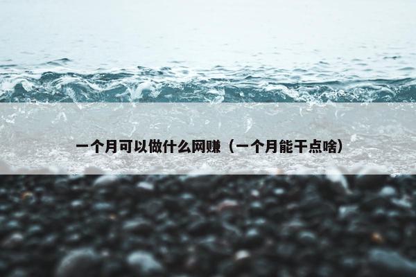 一个月可以做什么网赚（一个月能干点啥）