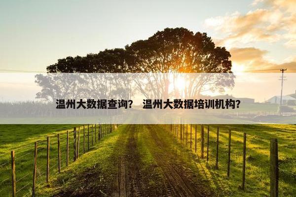 温州大数据查询？ 温州大数据培训机构？