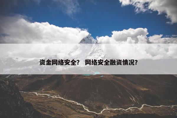 资金网络安全？ 网络安全融资情况？