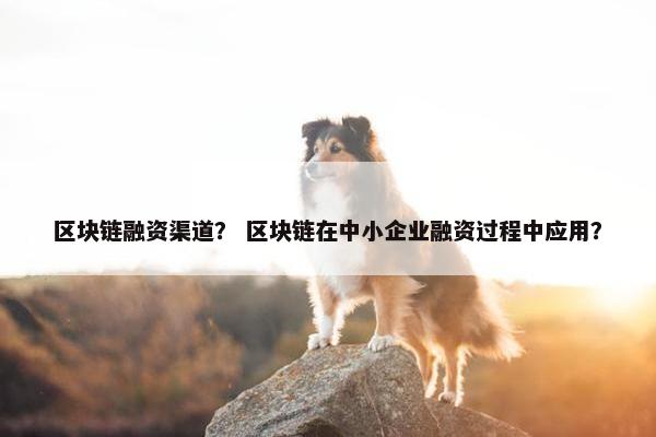 区块链融资渠道？ 区块链在中小企业融资过程中应用？