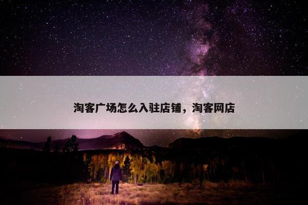 淘客广场怎么入驻店铺，淘客网店