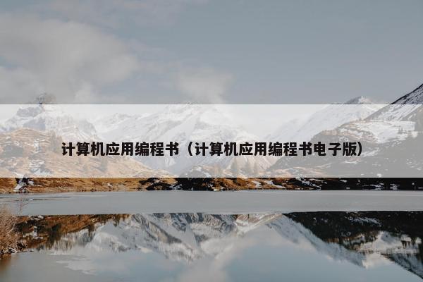计算机应用编程书（计算机应用编程书电子版）