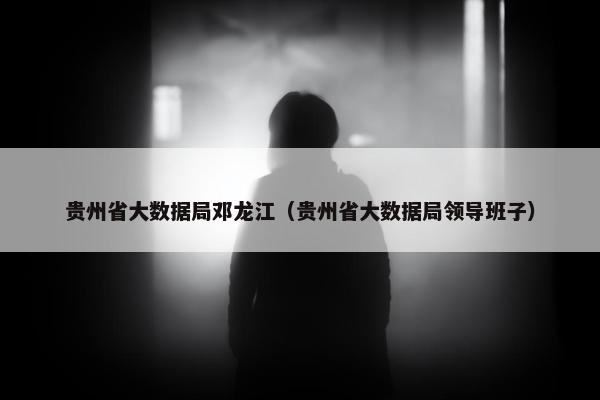 贵州省大数据局邓龙江（贵州省大数据局领导班子）