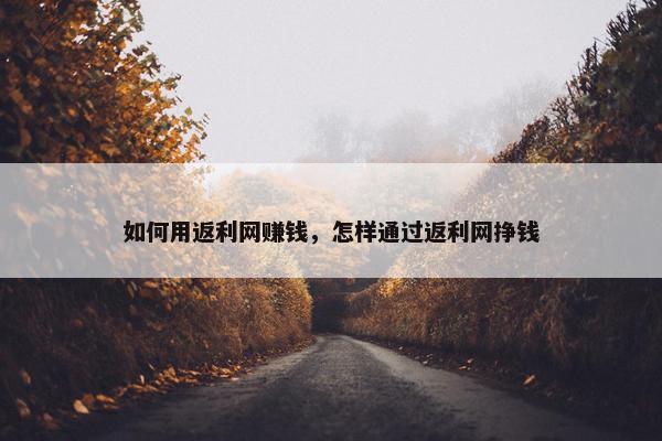 如何用返利网赚钱，怎样通过返利网挣钱
