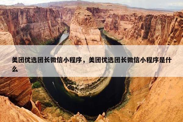 美团优选团长微信小程序，美团优选团长微信小程序是什么