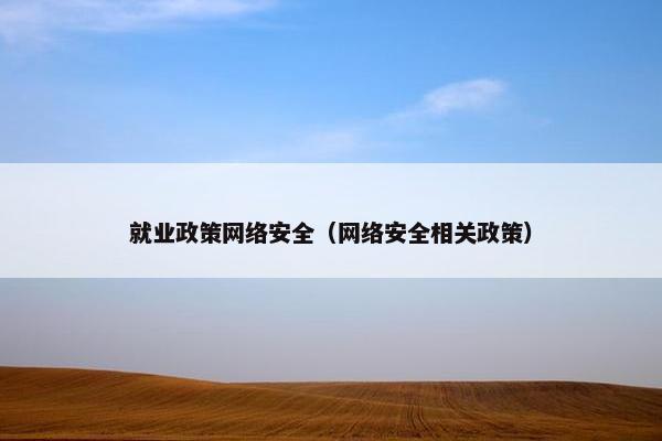就业政策网络安全（网络安全相关政策）