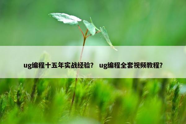 ug编程十五年实战经验？ ug编程全套视频教程？
