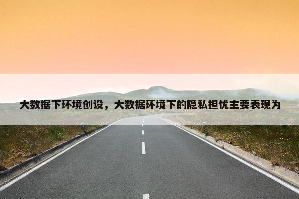 大数据下环境创设，大数据环境下的隐私担忧主要表现为