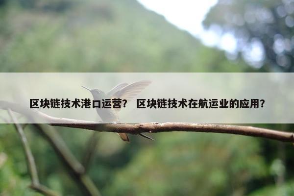 区块链技术港口运营？ 区块链技术在航运业的应用？
