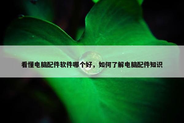 看懂电脑配件软件哪个好，如何了解电脑配件知识