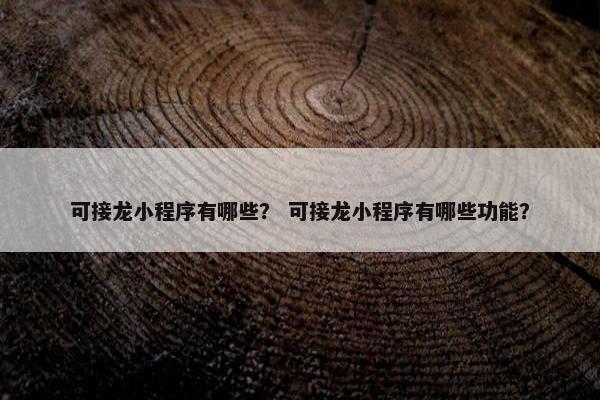 可接龙小程序有哪些？ 可接龙小程序有哪些功能？