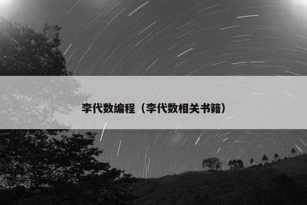李代数编程（李代数相关书籍）