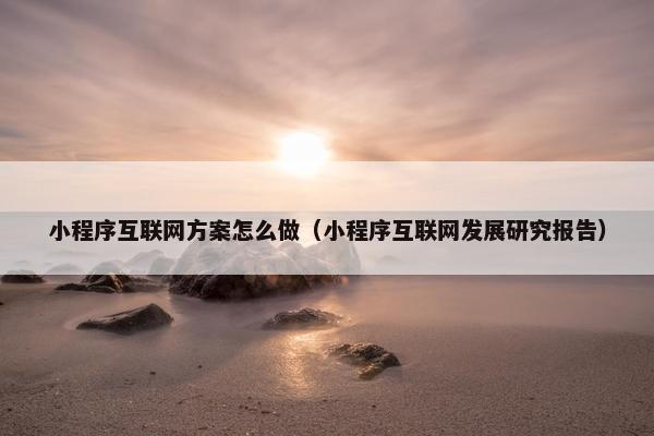 小程序互联网方案怎么做（小程序互联网发展研究报告）