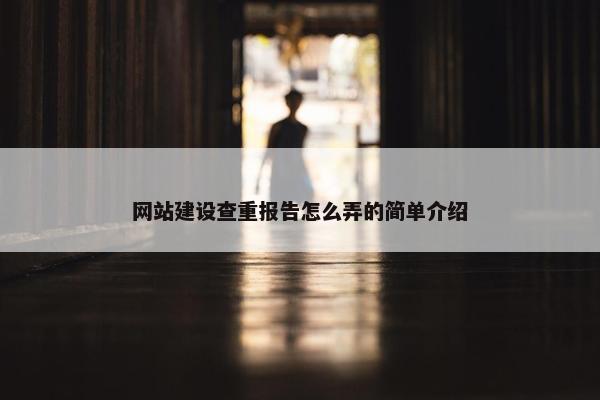 网站建设查重报告怎么弄的简单介绍