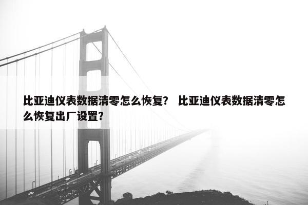 比亚迪仪表数据清零怎么恢复？ 比亚迪仪表数据清零怎么恢复出厂设置？