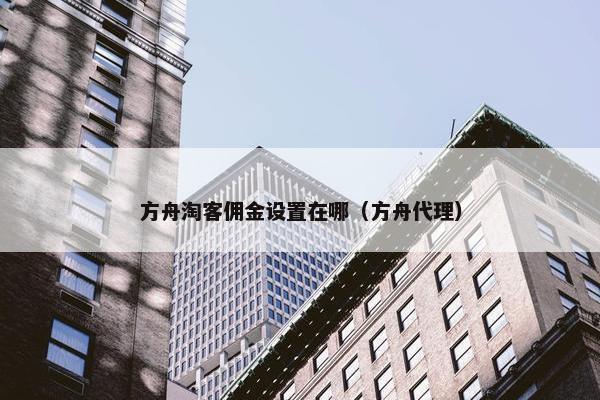 方舟淘客佣金设置在哪（方舟代理）